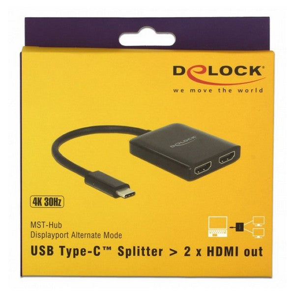 USB C to HDMI Adapter DELOCK 87719 10 cm Black