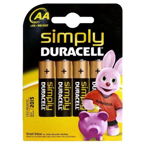 Alkaline Batteries DURACELL Simply DURSIMLR6P4B LR6 AA 1.5V (4 pcs)