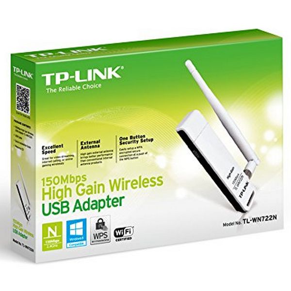 Wi-Fi USB Adapter TP-Link TL-WN722N 150 Mbps White