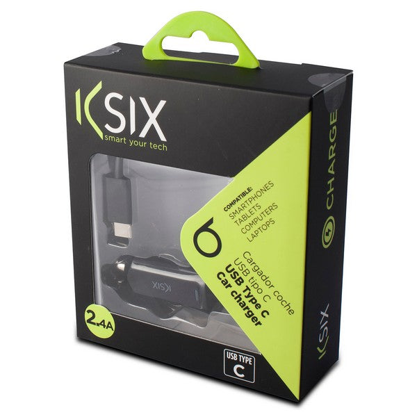 Car Charger KSIX 2.4A USB-C Black