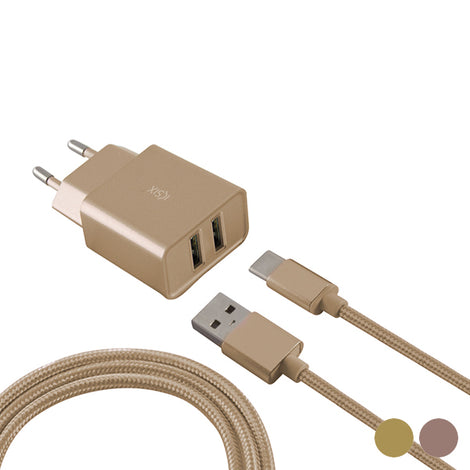 Wall Charger + USB Micro Cable Metallic