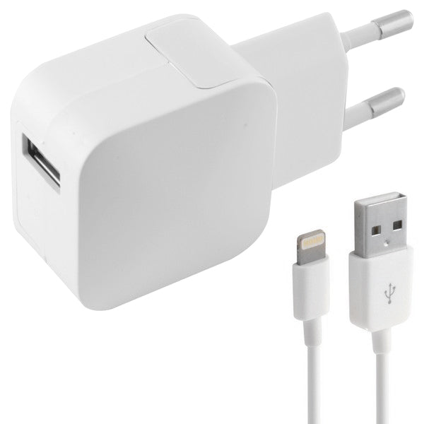 Wall Charger + MFI Certified Lightning Cable KSIX USB 1 m 100-240 V 5 V 2,4 A White