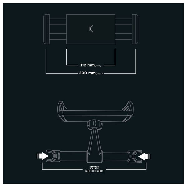 Device Support for Car Headrest KSIX 360º Black