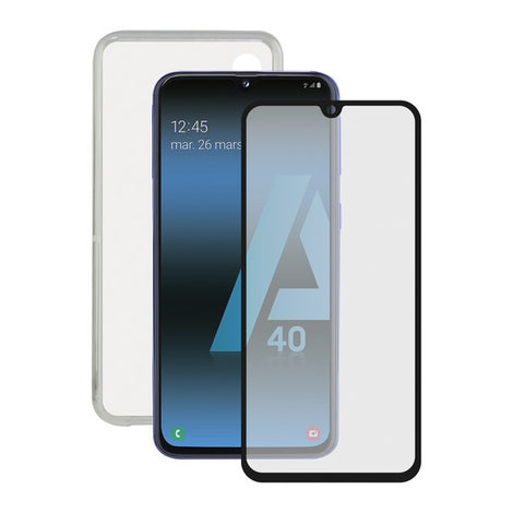 Tempered Glass Mobile Screen Protector + Mobile Case Samsung Galaxy A40 Contact Flex TPU