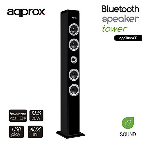 Bluetooth Sound Tower approx! apptrance 2.1 + EDR 20 Hz - 20 Khz 90 dB 20W USB - SD Black