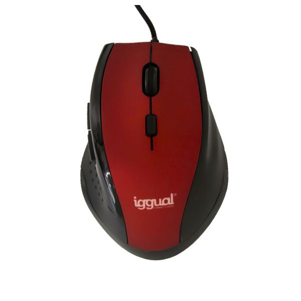 Optical mouse iggual IGG314999 WORK-1 1600 dpi USB 6 D Red