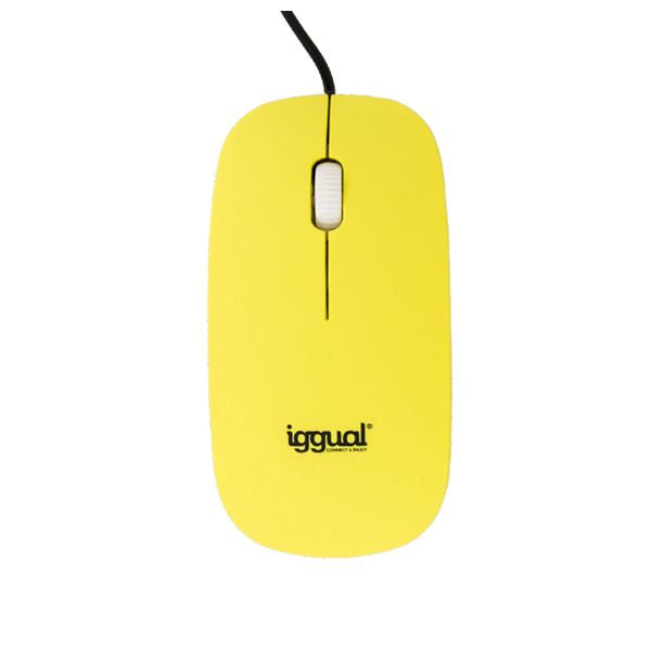 Optical mouse iggual IGG315149 SLIM-1 1000 dpi USB Yellow Flat