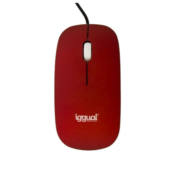 Optical mouse iggual IGG315163 SLIM-1 1000 dpi USB Red Flat