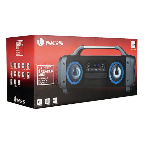 Portable Bluetooth Speakers Boombox NGS Street Breaker Mini LED 3600 mAh 100W Black