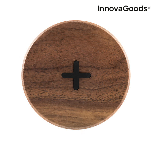 InnovaGoods Wireless Wooden Fast Charger Walnut